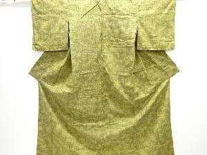 アンティーク　草花模様織り出し手織り節紬単衣着物